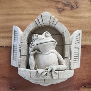 Vintage Carruth Studios Froggie Dreams Frog Stone Wall Art Plaque Garden Decor